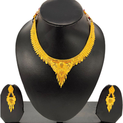 999 Gold Plated Fancy Desing Earings And Necklace stet