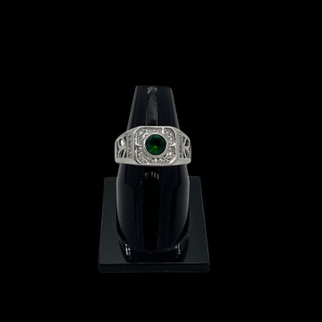 925 Sterling Silver Green Diamond Gents Ring