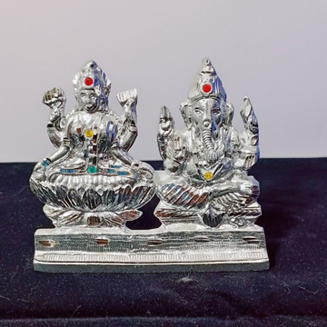 Silver Plated  Laxmi  And Ganesh Ji Idol