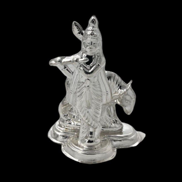 Silver design in krishana and cow idol