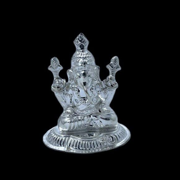 Silver design in small ganeshji idol
