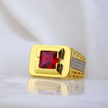 22k gold square pink stone classy ring