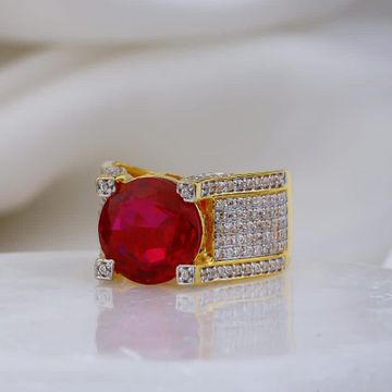 22k Gold Round Pink Stone Gants Ring Antique