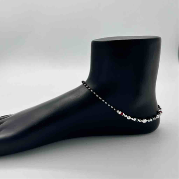 Silver Bombay Black Manaka Fancy Anklet