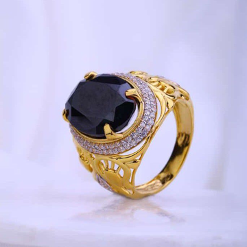 22k Gold New Classical Design Black Stone Gents Ri...
