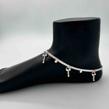 Silver Fancy Light Weight Anklets