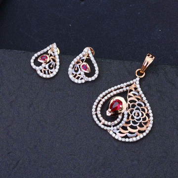 18k Rose gold diamond earrings pendants set