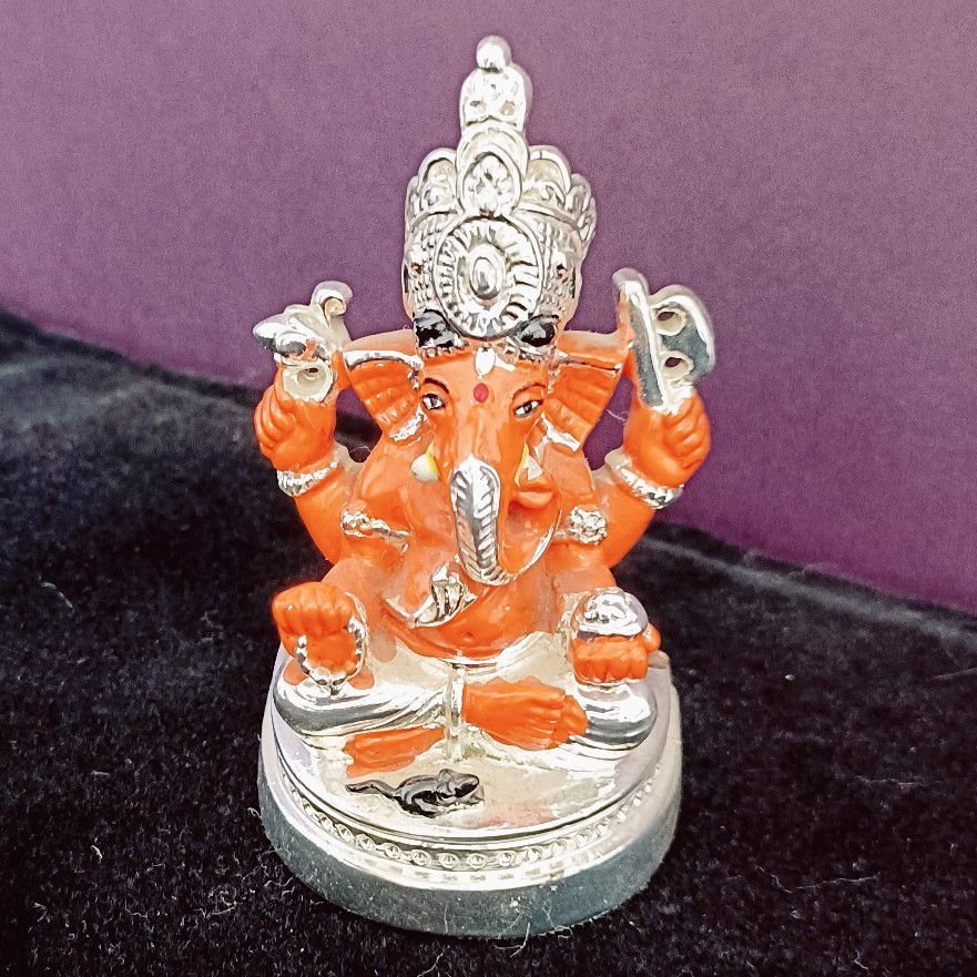 Silver Plated Sidhi-Vinayak (सिद्धि विनायक, लंबोधर)Idol