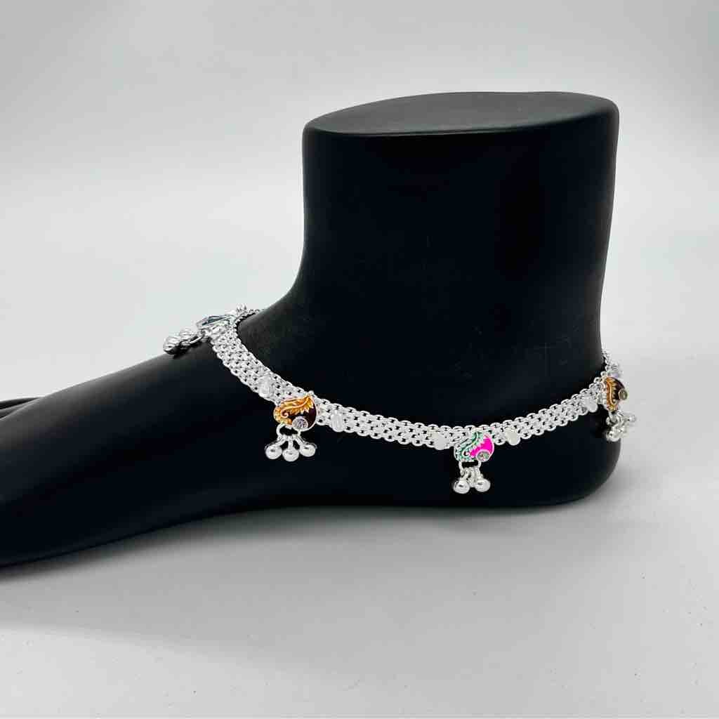 Silver Fancy Aagra Light Weight Design Anklets