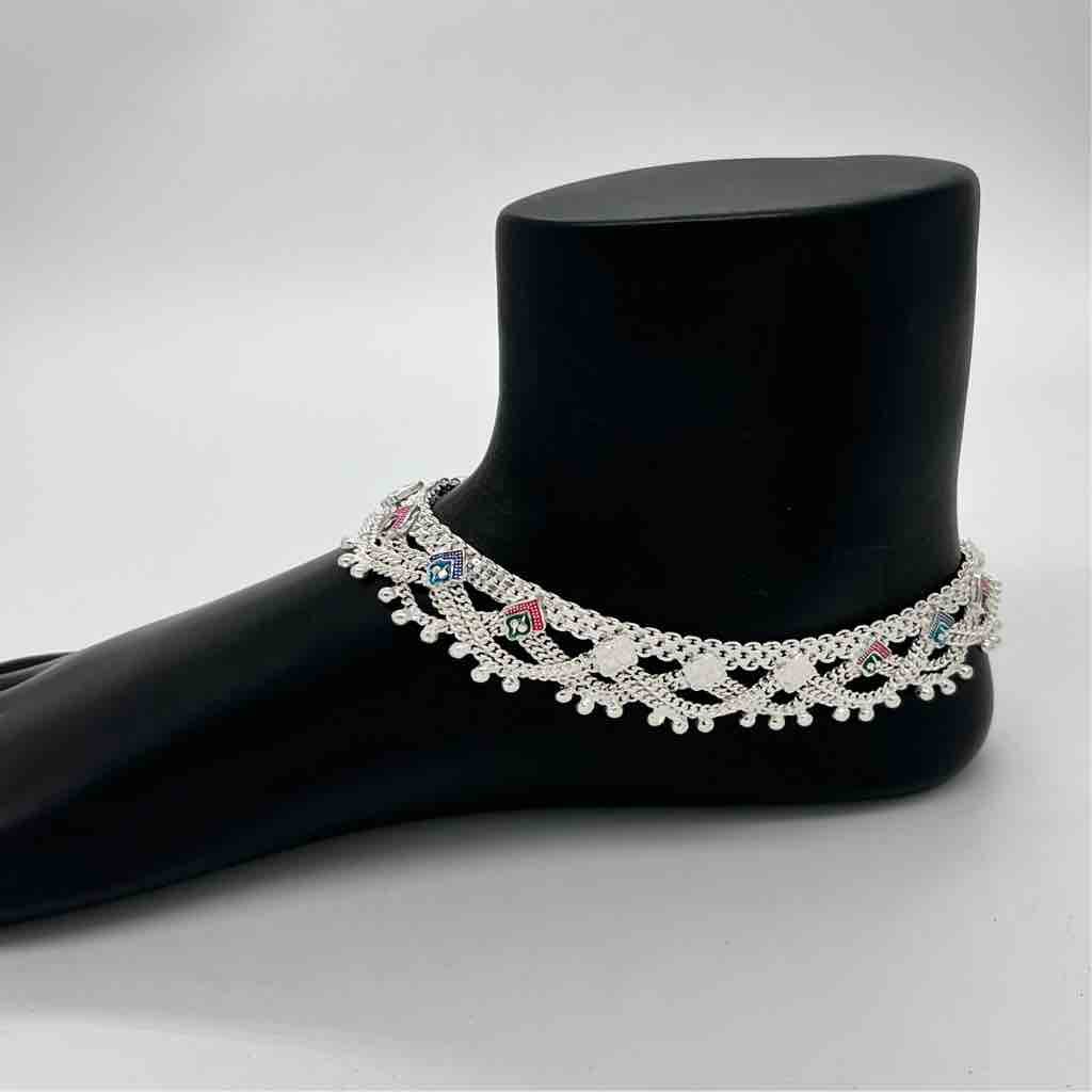 Silver Aagra Fancy Jull Design Anklets