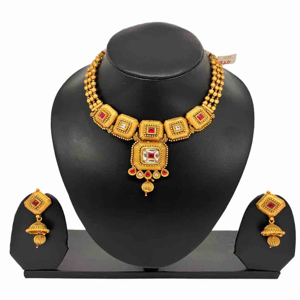1 Gram Gold Necklace Designs With Price | Short Necklace Sets |