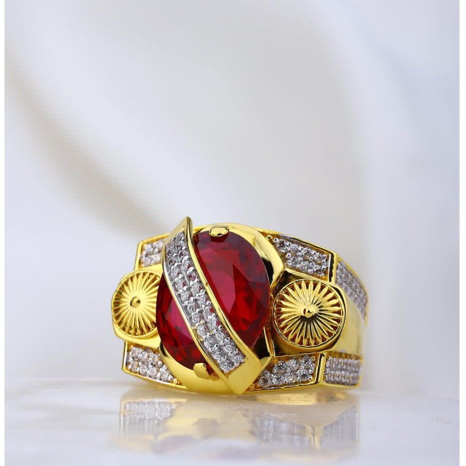 22k gold pink stone gents ring