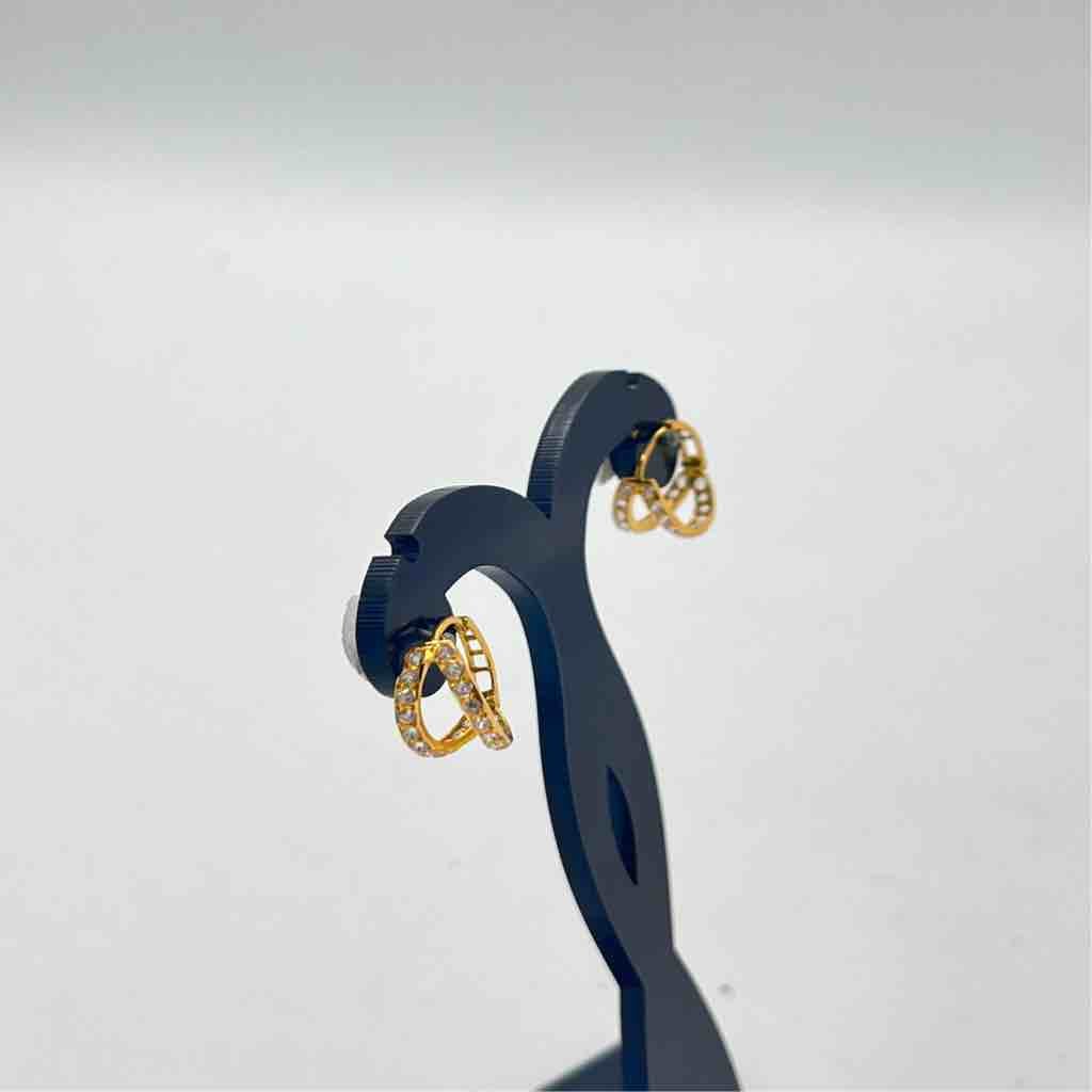 18k Gold Double Diamond Design Earrings