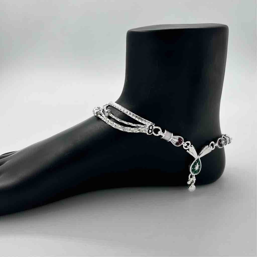 Silver Bombey Fancy New Modern Design Anklets