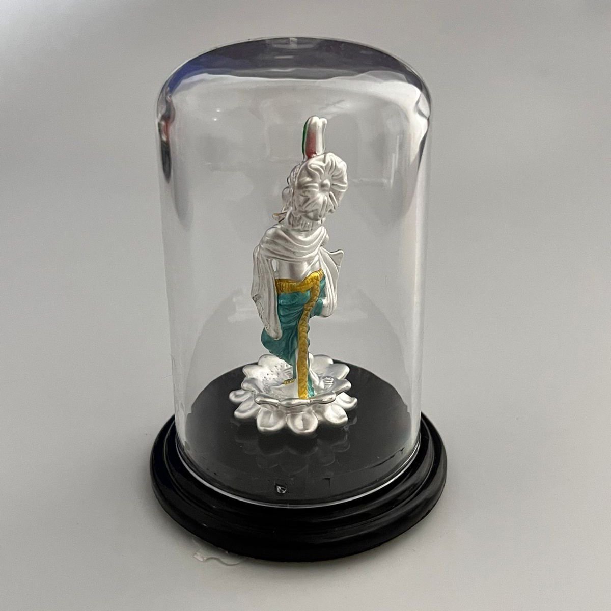 999 Silver Krishna Emerald Idol