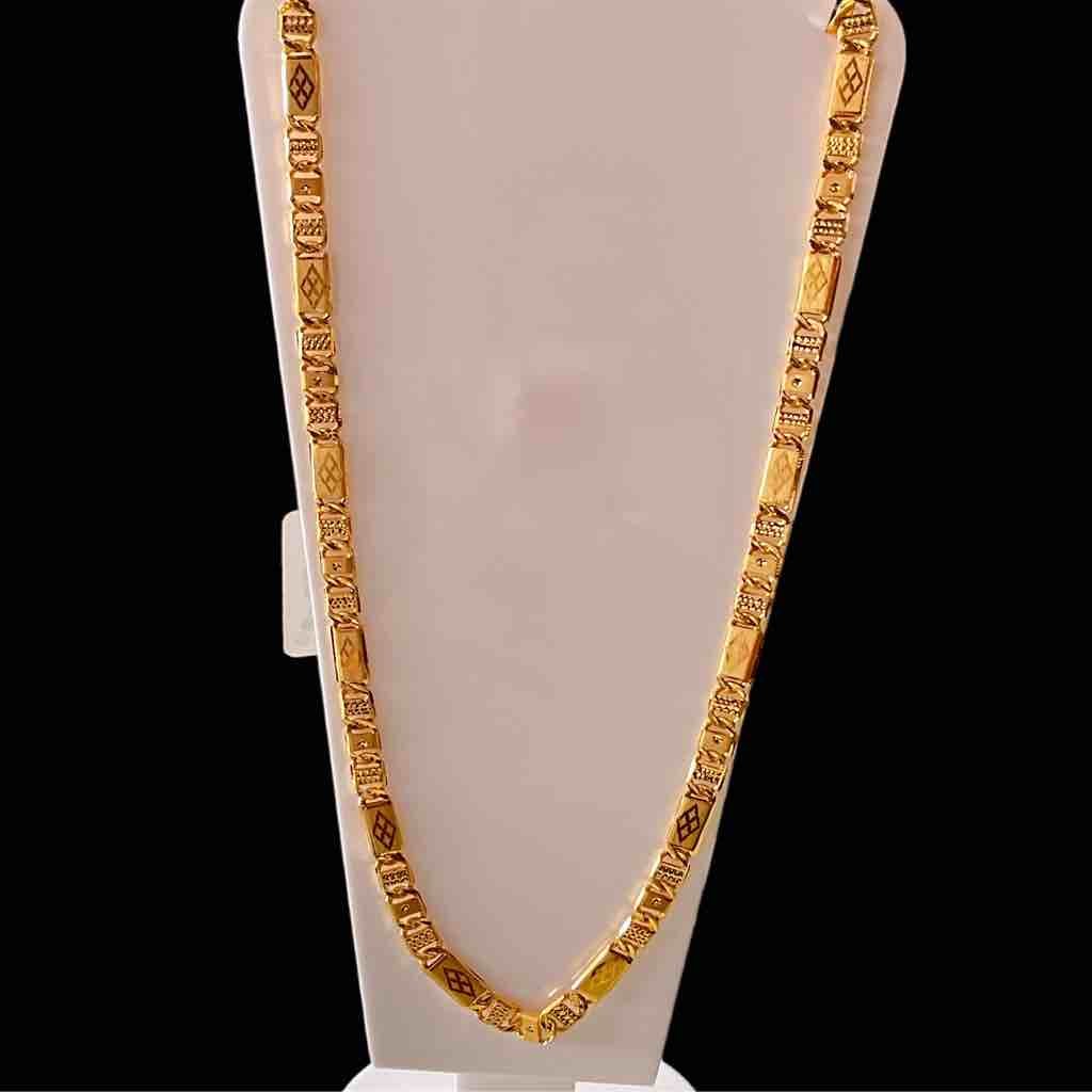 1gm Gold Plated Navabi (Biscuit) Fancy Design Chain