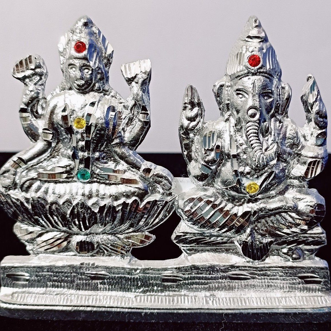 Silver Plated  Laxmi  And Ganesh Ji Idol