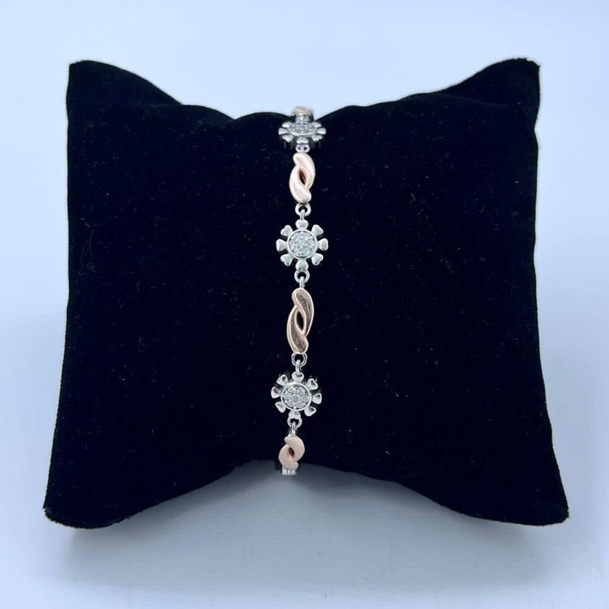 Nano Stone Color Transition Snowflake Silver Women Bracelet - Ortak Silver