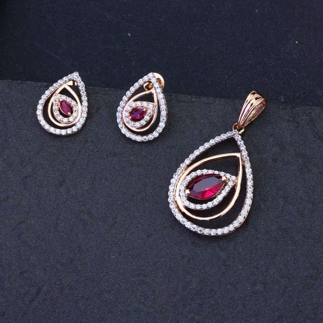 18kt Rose gold earrings pendants set